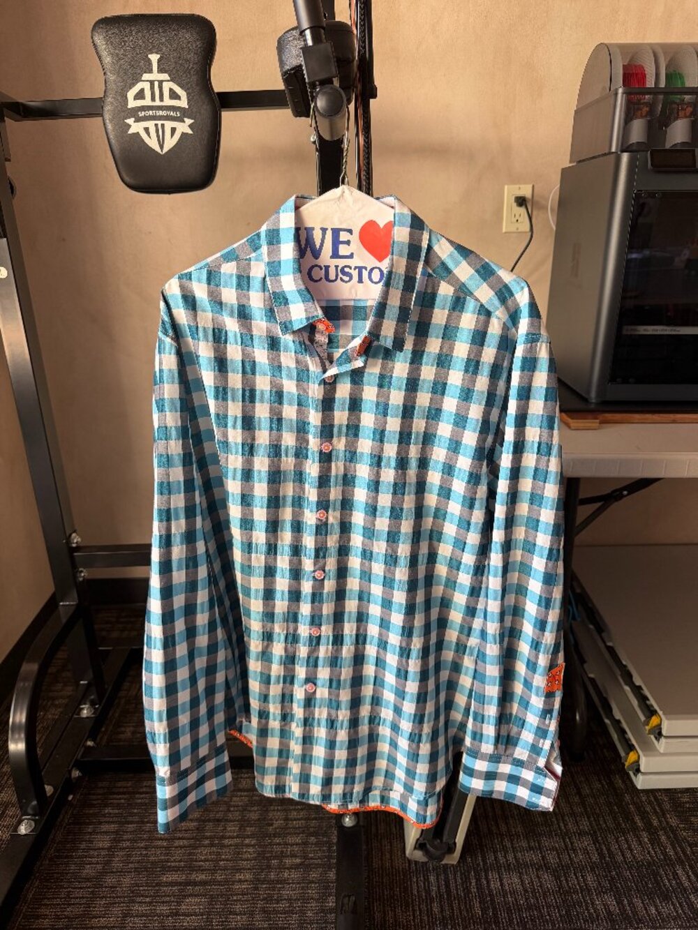 Robert Graham Men’s Aqua Checkered Button-Up Shirt L